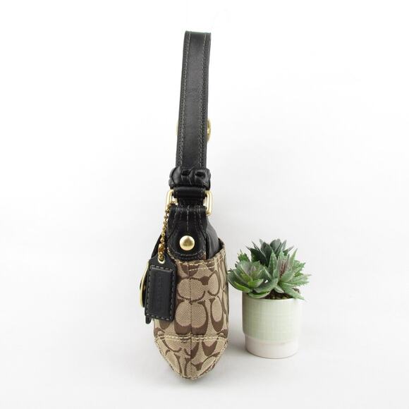 Authentic Coach Signature Black Leather Trim Flap Bag - Picture 4 of 7